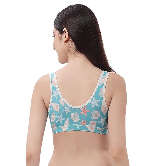 SOIE Women’s Printed Lounge Bra – Non-Wired, Non-Padded with Removable Cups